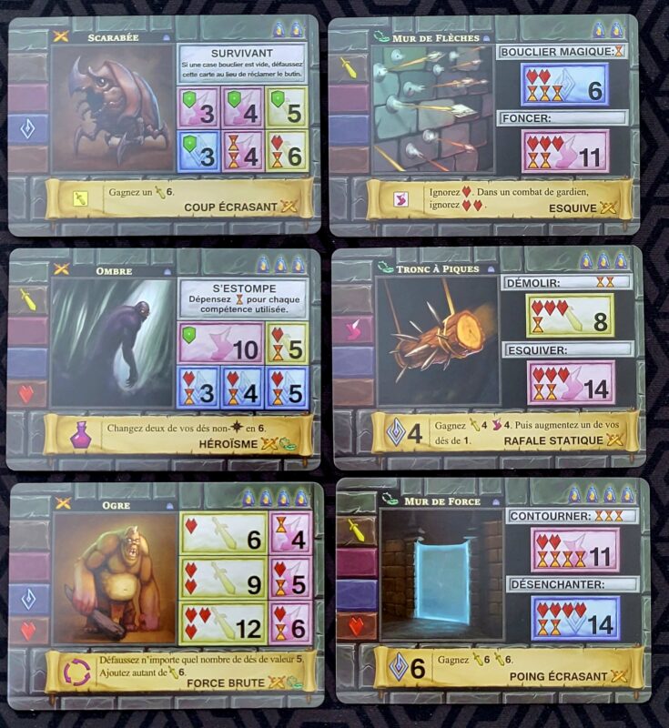 One Deck Dungeon - Exemples de rencontres jeu de base